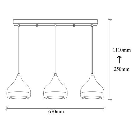 Pendellampe på kabel YILDO 3xE27/40W/230V hvid/sort