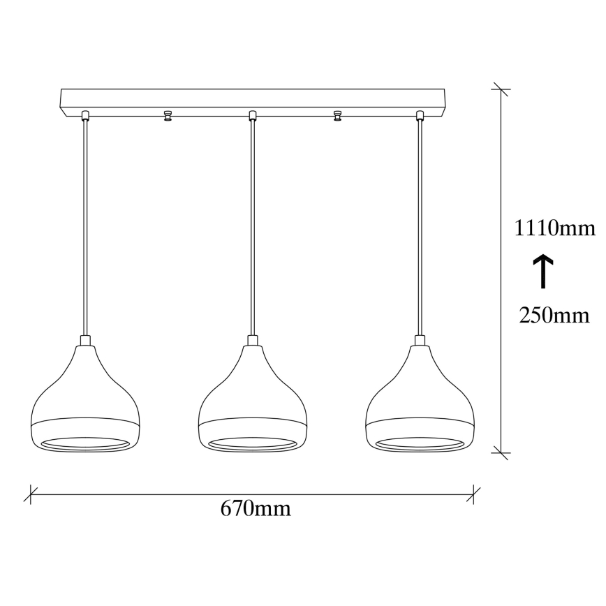 Pendellampe på kabel YILDO 3xE27/40W/230V hvid/sort