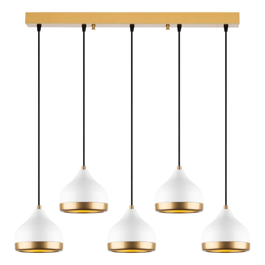 Pendellampe på kabel YILDO 5xE27/40W/230V hvid/guld