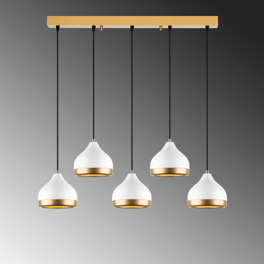 Pendellampe på kabel YILDO 5xE27/40W/230V hvid/guld