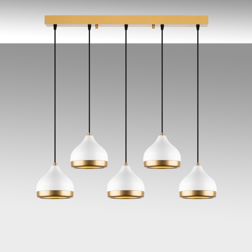 Pendellampe på kabel YILDO 5xE27/40W/230V hvid/guld