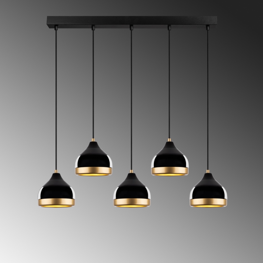 Pendellampe på kabel YILDO 5xE27/40W/230V sort/guld