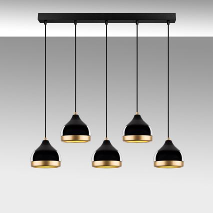 Pendellampe på kabel YILDO 5xE27/40W/230V sort/guld