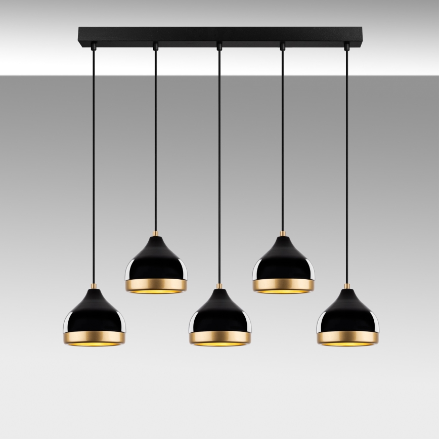 Pendellampe på kabel YILDO 5xE27/40W/230V sort/guld