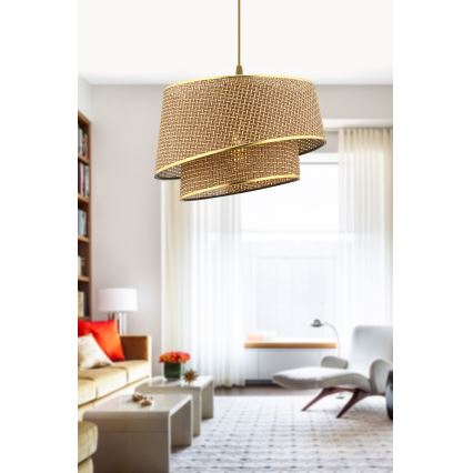 Pendellampe på ledning BARETTE 1xE27/60W/230V brun/guld
