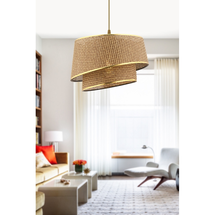 Pendellampe på ledning BARETTE 1xE27/60W/230V brun/guld