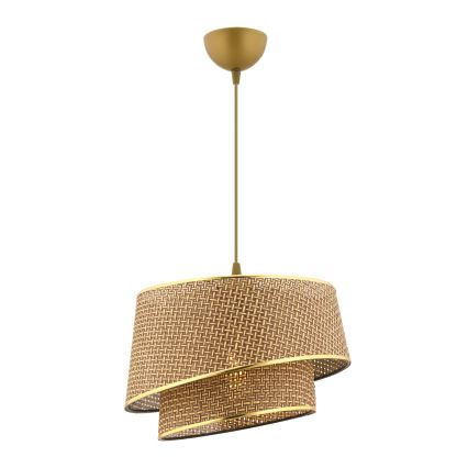 Pendellampe på ledning BARETTE 1xE27/60W/230V brun/guld