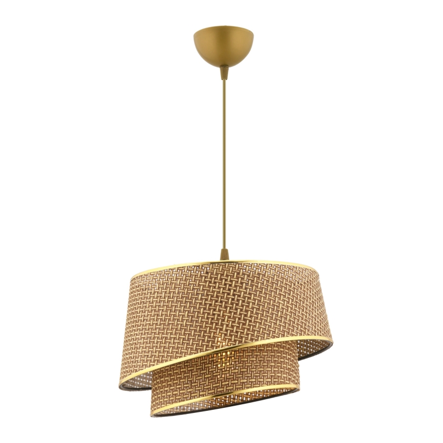 Pendellampe på ledning BARETTE 1xE27/60W/230V brun/guld