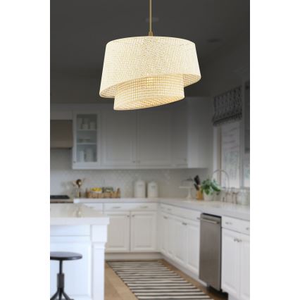 Pendellampe på ledning BARETTE 1xE27/60W/230V cremefarvet