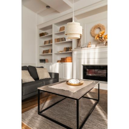 Pendellampe på ledning BOHO 1xE27/60W/230V Ø 20 cm hvid