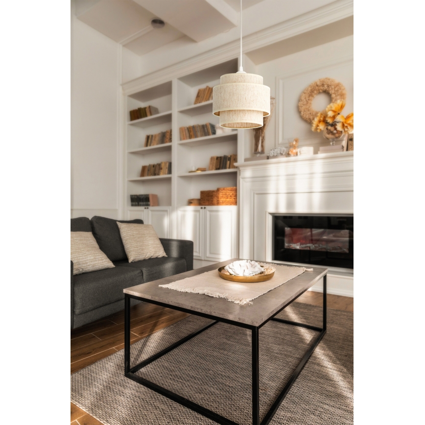 Pendellampe på ledning BOHO 1xE27/60W/230V Ø 20 cm hvid