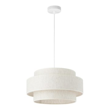 Pendellampe på ledning BOHO 1xE27/60W/230V Ø 40 cm hvid