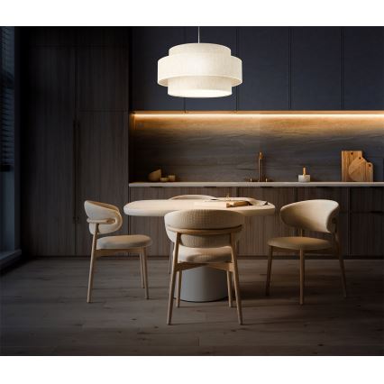 Pendellampe på ledning BOHO 1xE27/60W/230V Ø 40 cm hvid