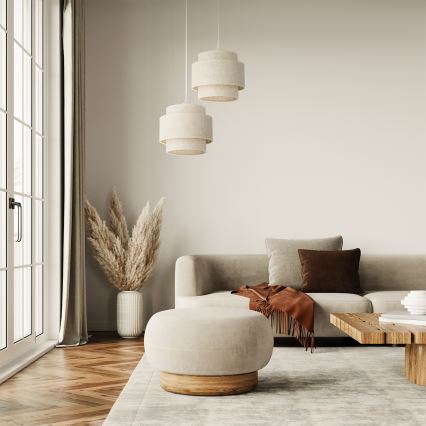 Pendellampe på ledning BOHO 2xE27/60W/230V hvid