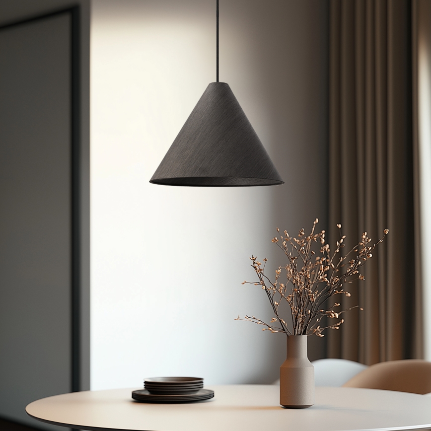 Pendellampe på ledning CONO 1xE27/40W/230V, ebenholtsfinér
