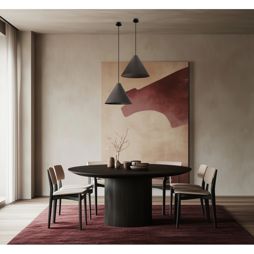 Pendellampe på ledning CONO 1xE27/40W/230V, ebenholtsfinér