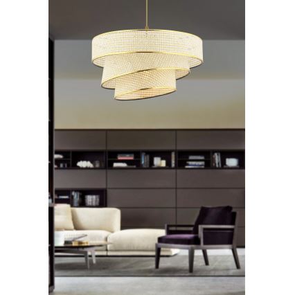 Pendellampe på ledning COUPER 1xE27/60W/230V creme/guld