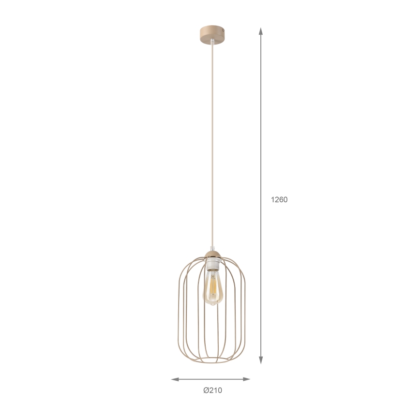 Pendellampe på ledning DESTELLO 1xE27/15W/230V Ø 21 cm beige