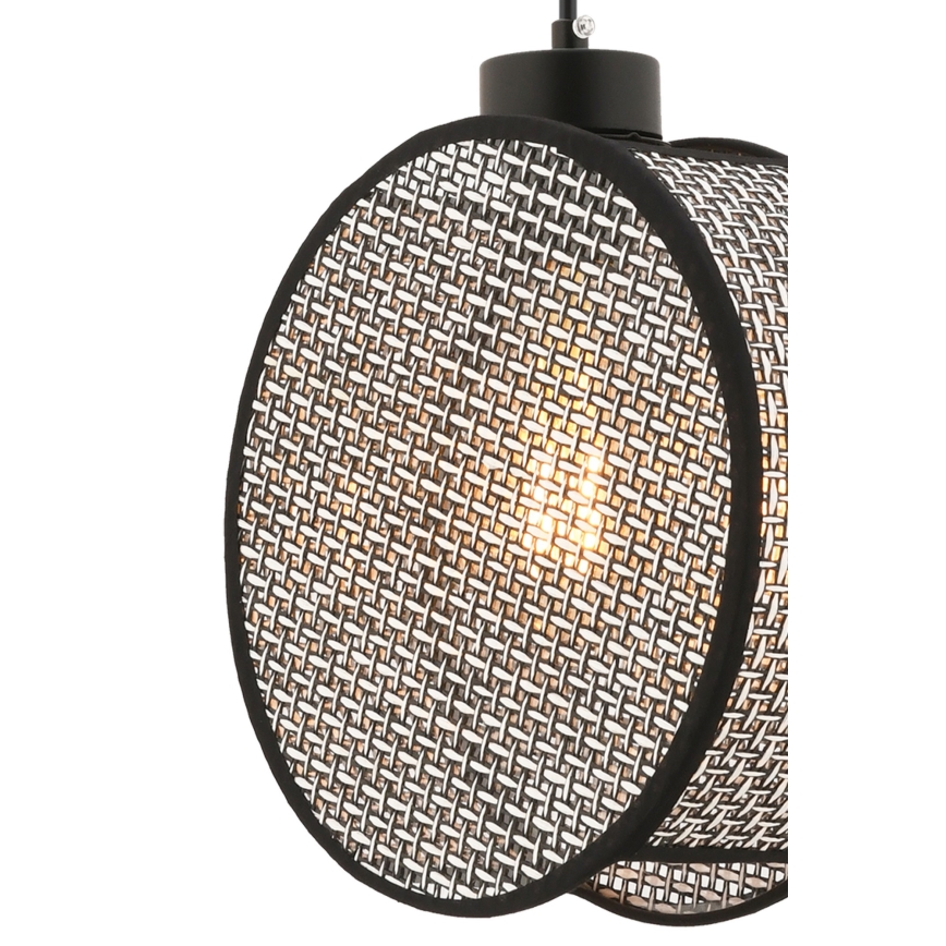 Pendellampe på ledning DRUM 1xE27/60W/230V grå/sort