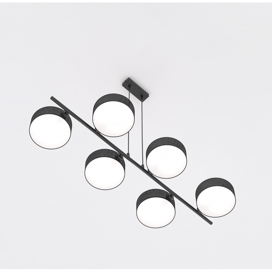 Pendellampe på ledning DRUMZ 6xE14/10W/230V, sort