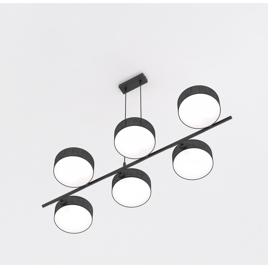 Pendellampe på ledning DRUMZ 6xE14/10W/230V, sort