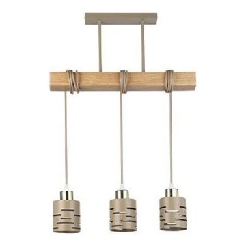 Pendellampe på ledning ELEN 3xE27/35W/230V beige/guld/brun