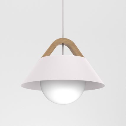 Pendellampe på ledning FUNDA 1xE27/15W/230V cremefarvet