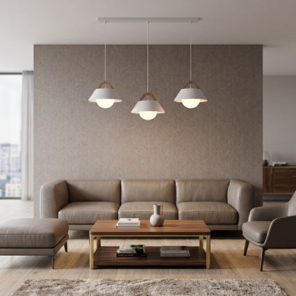 Pendellampe på ledning FUNDA 3xE27/15W/230V creme