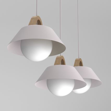 Pendellampe på ledning FUNDA 3xE27/15W/230V creme