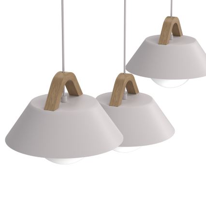 Pendellampe på ledning FUNDA 3xE27/15W/230V creme