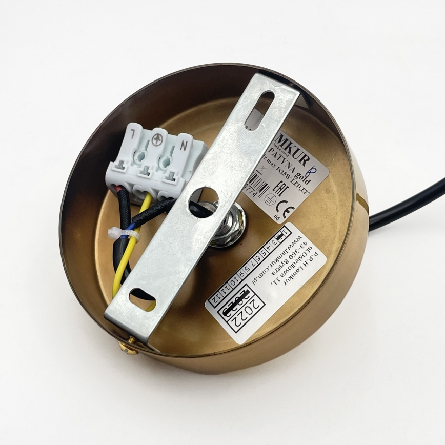 Pendellampe på ledning HECTOR 1xE27/15W/230V hvid/messing Ø 20 cm