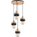 Pendellampe på ledning LARSO 4xE27/15W/230V sort/beige