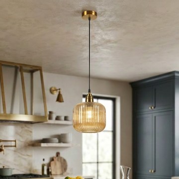 Pendellampe på ledning MILOU 1xE27/15W/230V guld/røget beige