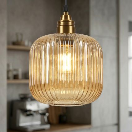 Pendellampe på ledning MILOU 1xE27/15W/230V guld/røget beige