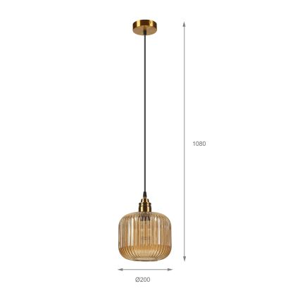 Pendellampe på ledning MILOU 1xE27/15W/230V guld/røget beige