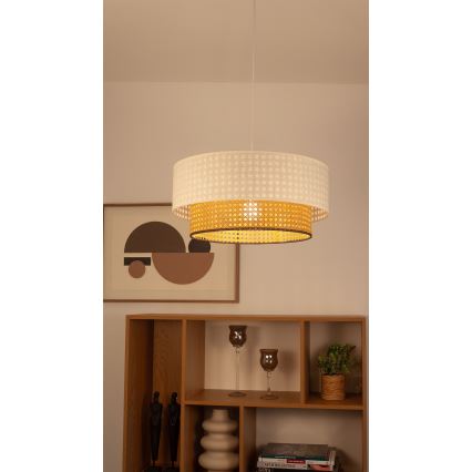 Pendellampe på ledning NATIA 1xE27/60W/230V Ø 45 cm hvid/brun