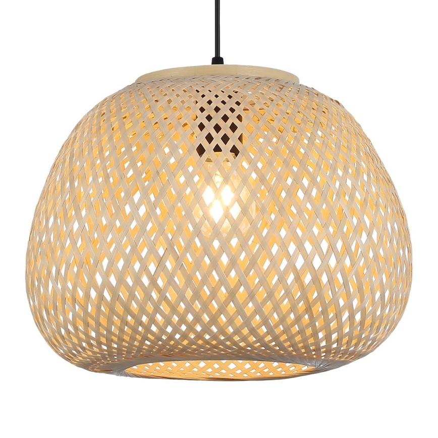 Pendellampe på ledning PETRA 1xE27/15W/230V Ø 35 cm bambus