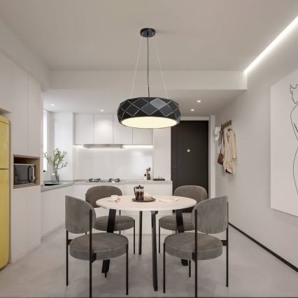 Pendellampe på ledning REUS 3xE27/40W/230V Ø 47 cm sort