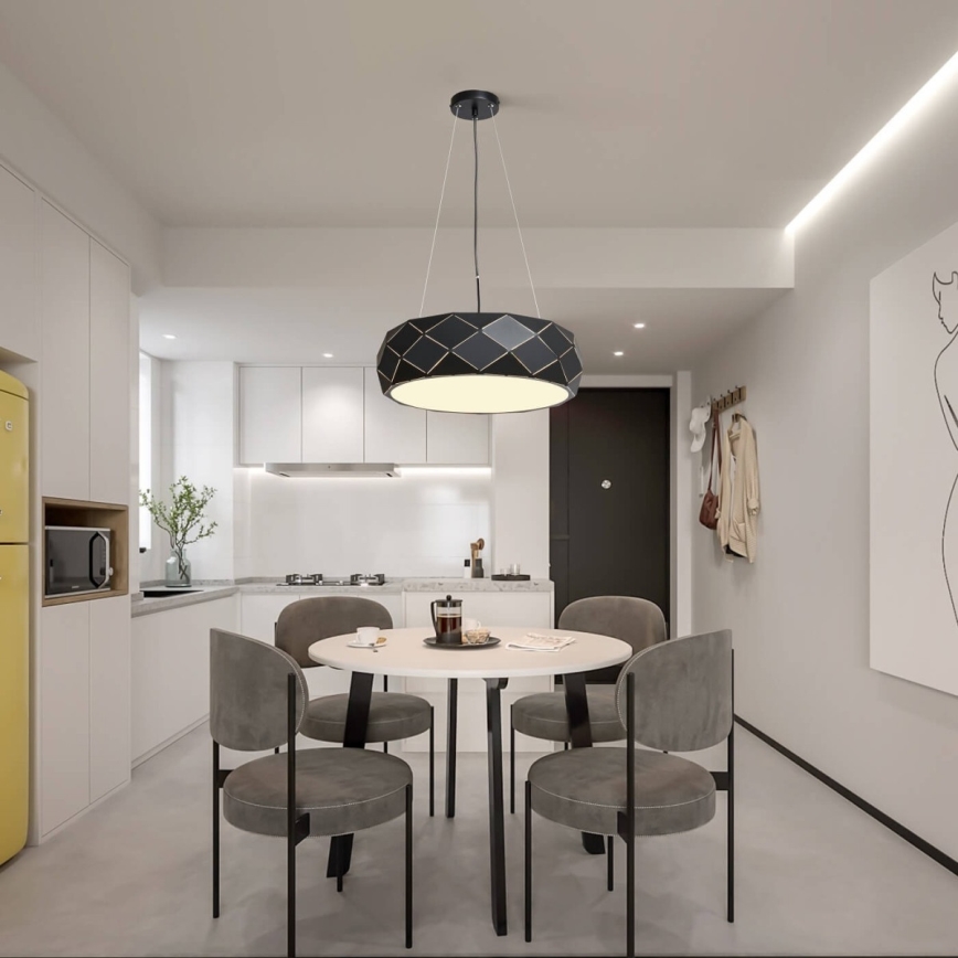 Pendellampe på ledning REUS 3xE27/40W/230V Ø 47 cm sort