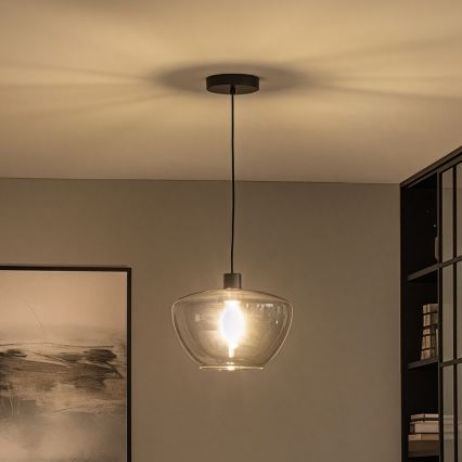 Pendellampe på ledning SEVENTIES E27/40W/230V røgfarvet/grå