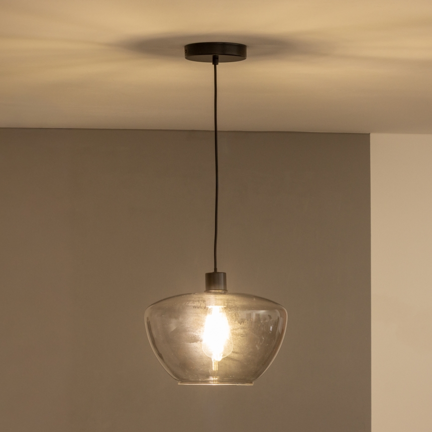 Pendellampe på ledning SEVENTIES E27/40W/230V røgfarvet/grå