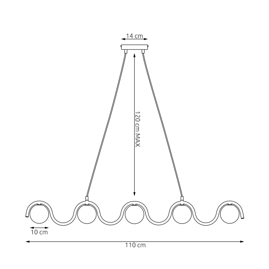 Pendellampe på ledning SINUS 5xG9/8W/230V sort