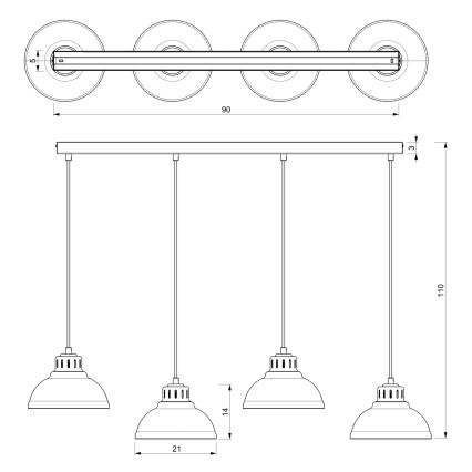 Pendellampe på ledning SVEN 2xE27/15W/230V cremefarvet