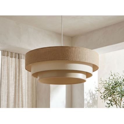 Pendellampe på ledning TRINITI 1xE27/60W/230V Ø 40 cm beige/creme