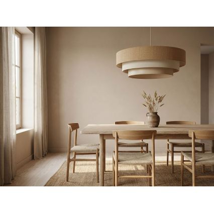 Pendellampe på ledning TRINITI 1xE27/60W/230V Ø 40 cm beige/creme