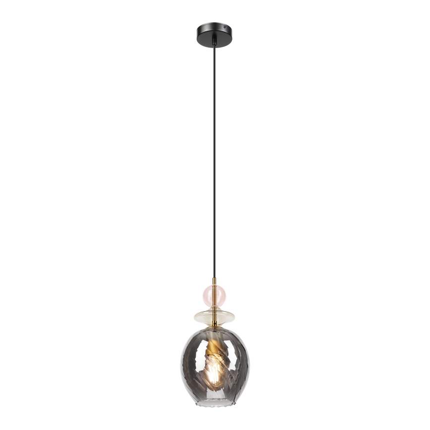 Pendellampe på ledning VELLO 1xE27/15W/230V sort/røgfarvet rosa/beige/sort