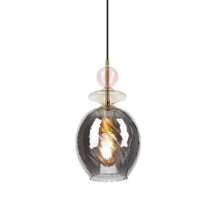 Pendellampe på ledning VELLO 1xE27/15W/230V sort/røgfarvet rosa/beige/sort
