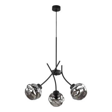 Pendellampe på ledning ZULIA 3xE27/15W/230V sort/røget sort