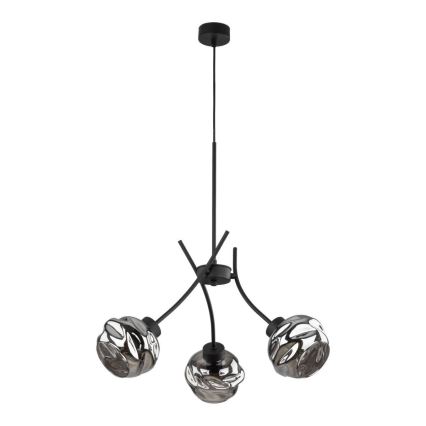 Pendellampe på ledning ZULIA 3xE27/15W/230V sort/røget sort
