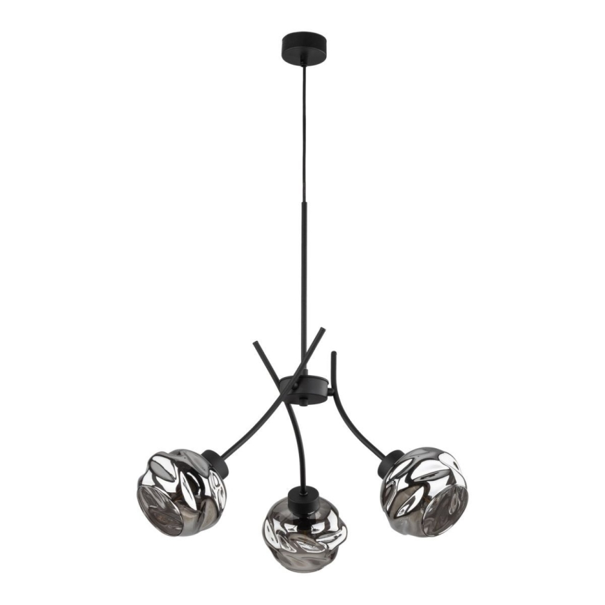 Pendellampe på ledning ZULIA 3xE27/15W/230V sort/røget sort